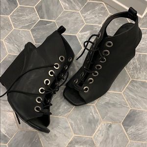 Leather lace up booties